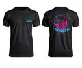 Black t-shirt with colorful coconut cocktail  graphic design, cocktail cove.